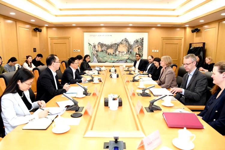 廖岷与英国财政部国际金融事务总司长举行工作会谈